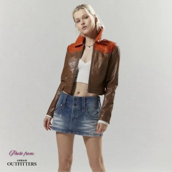 Urban Outfitters Silence + Noise Mariah Faux Leather Western Jacket size small - Picture 6 of 7